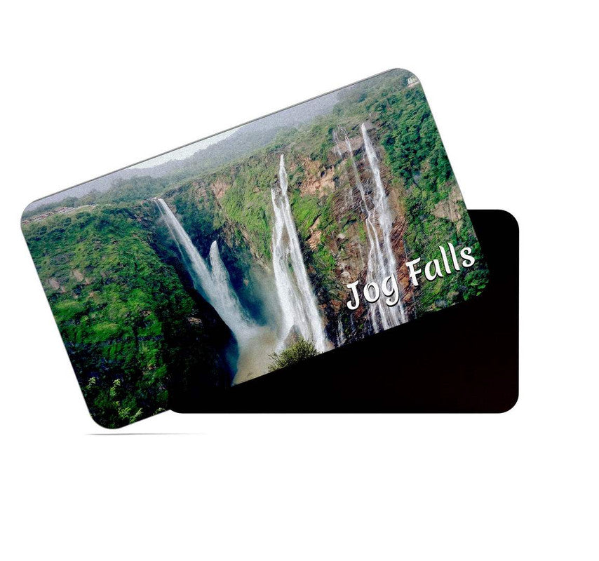 dhcrafts Rectangular Rubber Fridge Magnet / Magnetic Card Multicolor Karnataka Jog Falls Design Pack of 1 (8.6cm x 5.4cm)